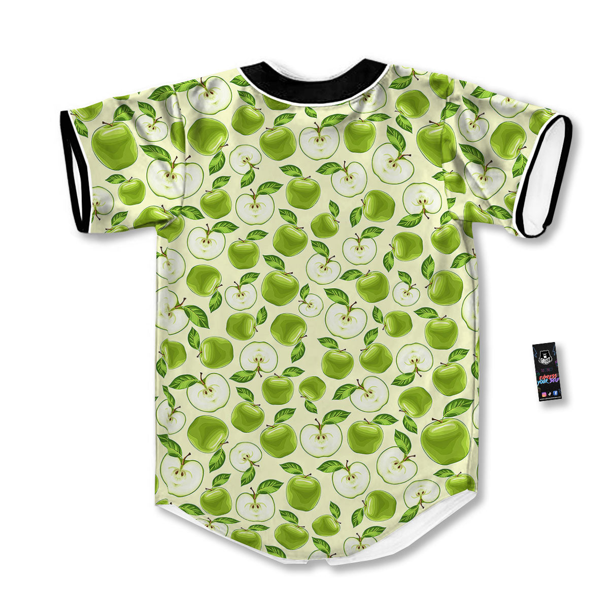 Fruit Green Apple Print Pattern Baseball Jersey-grizzshop
