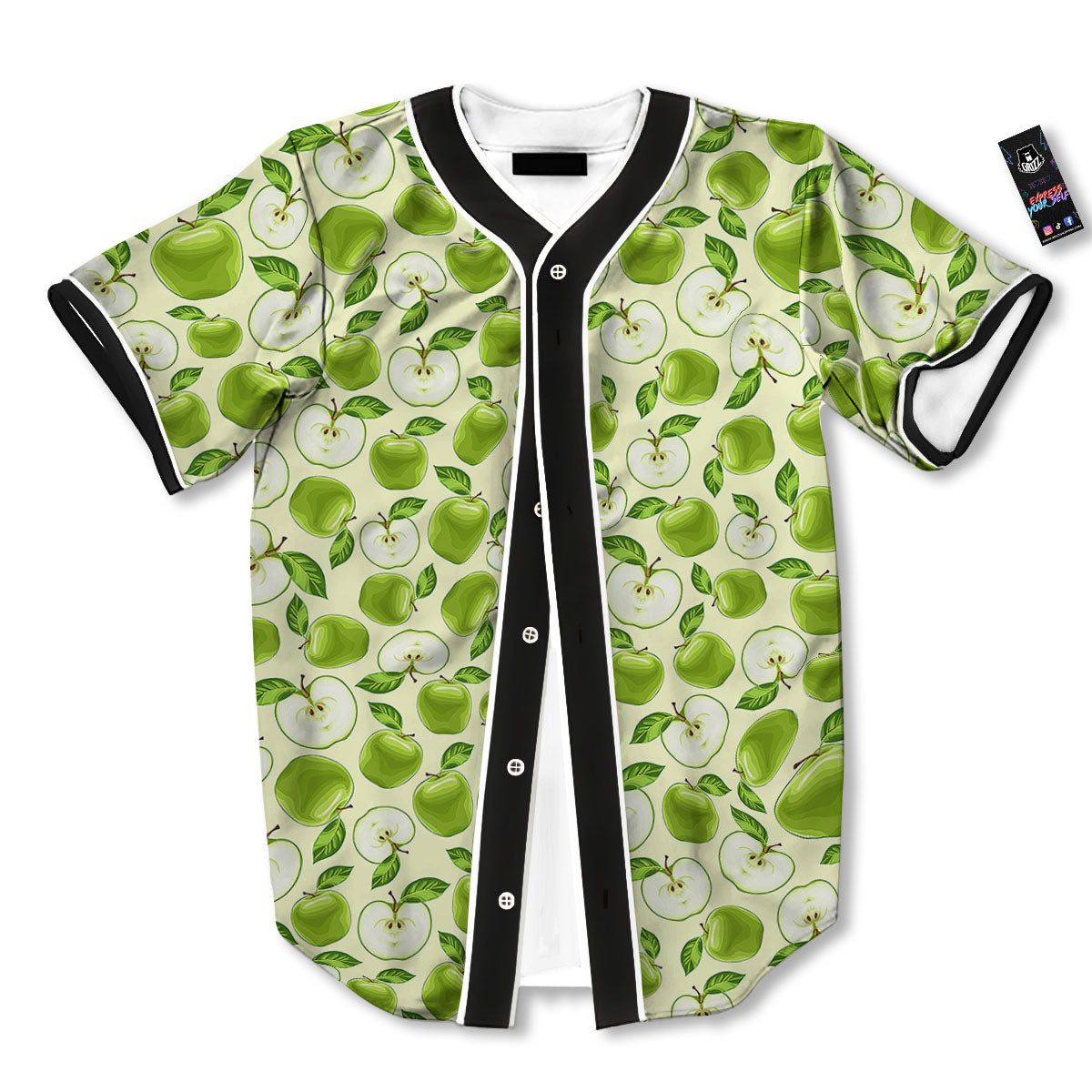 Fruit Green Apple Print Pattern Baseball Jersey-grizzshop