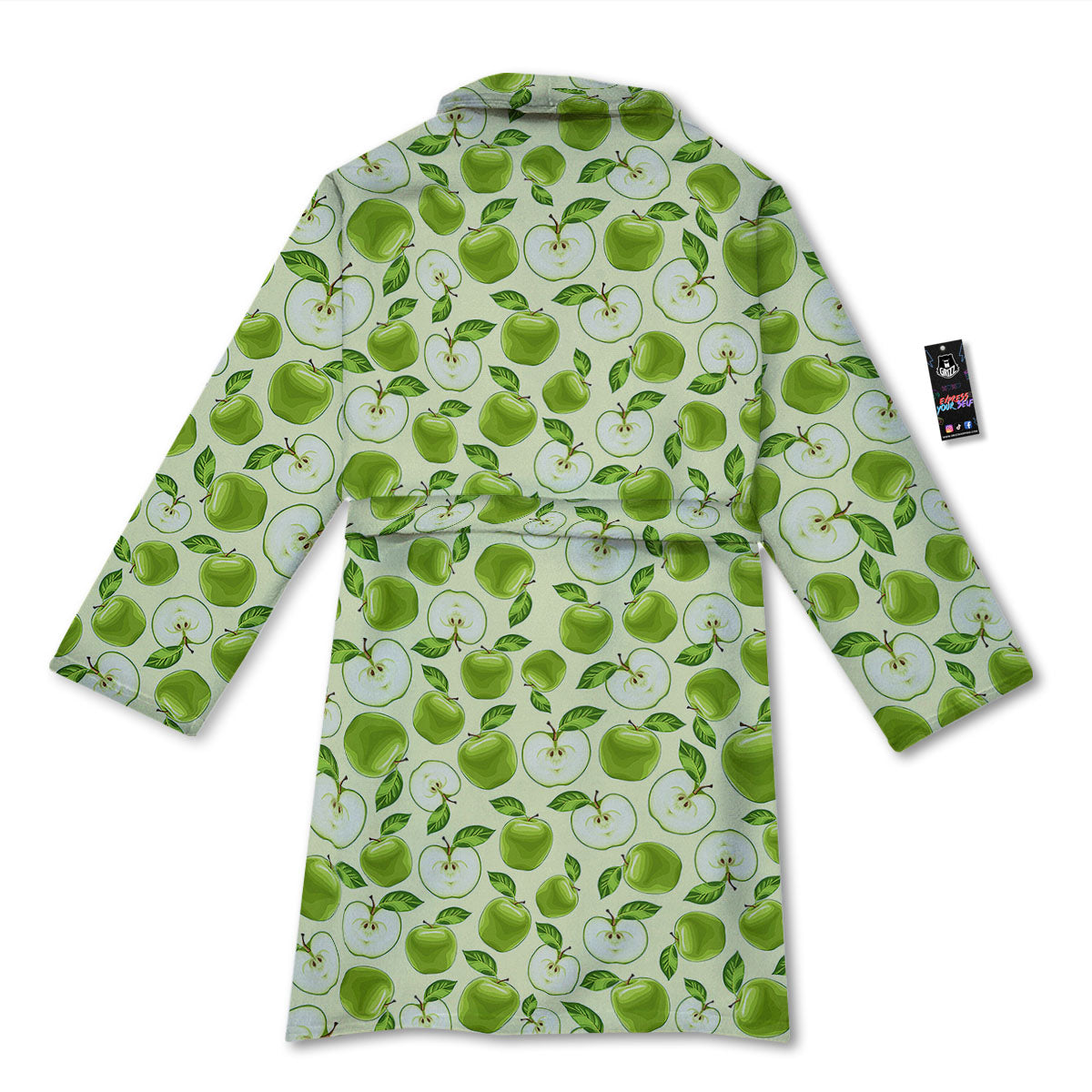 Fruit Green Apple Print Pattern Bathrobe-grizzshop