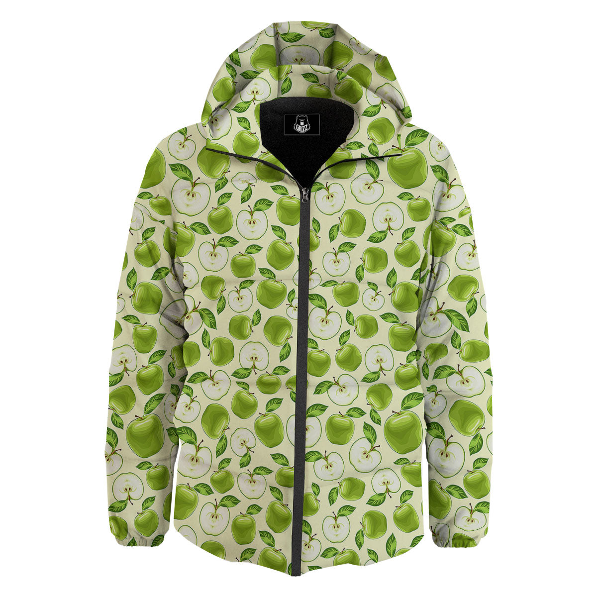 Fruit Green Apple Print Pattern Down Jacket-grizzshop