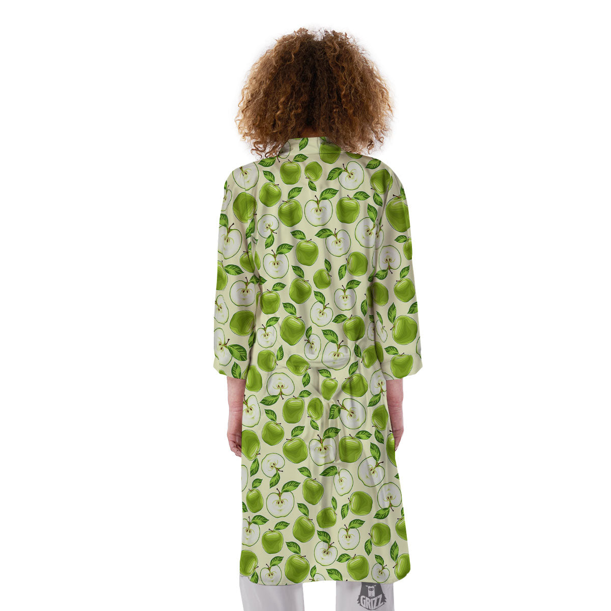 Fruit Green Apple Print Pattern Kimono-grizzshop
