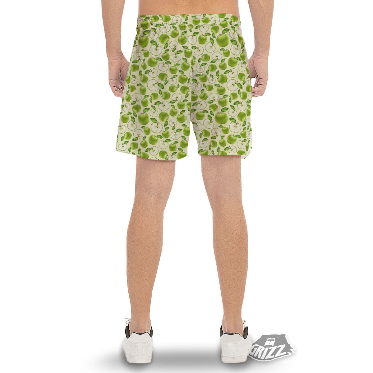 Fruit Green Apple Print Pattern Men's Gym Shorts-grizzshop