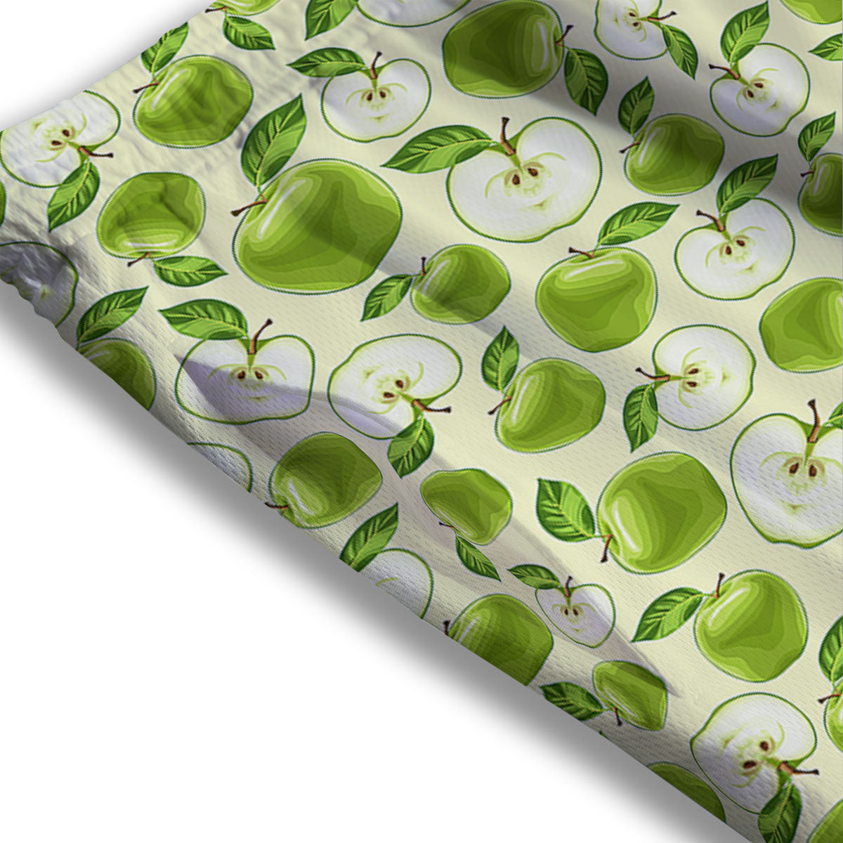 Fruit Green Apple Print Pattern Mesh Shorts-grizzshop