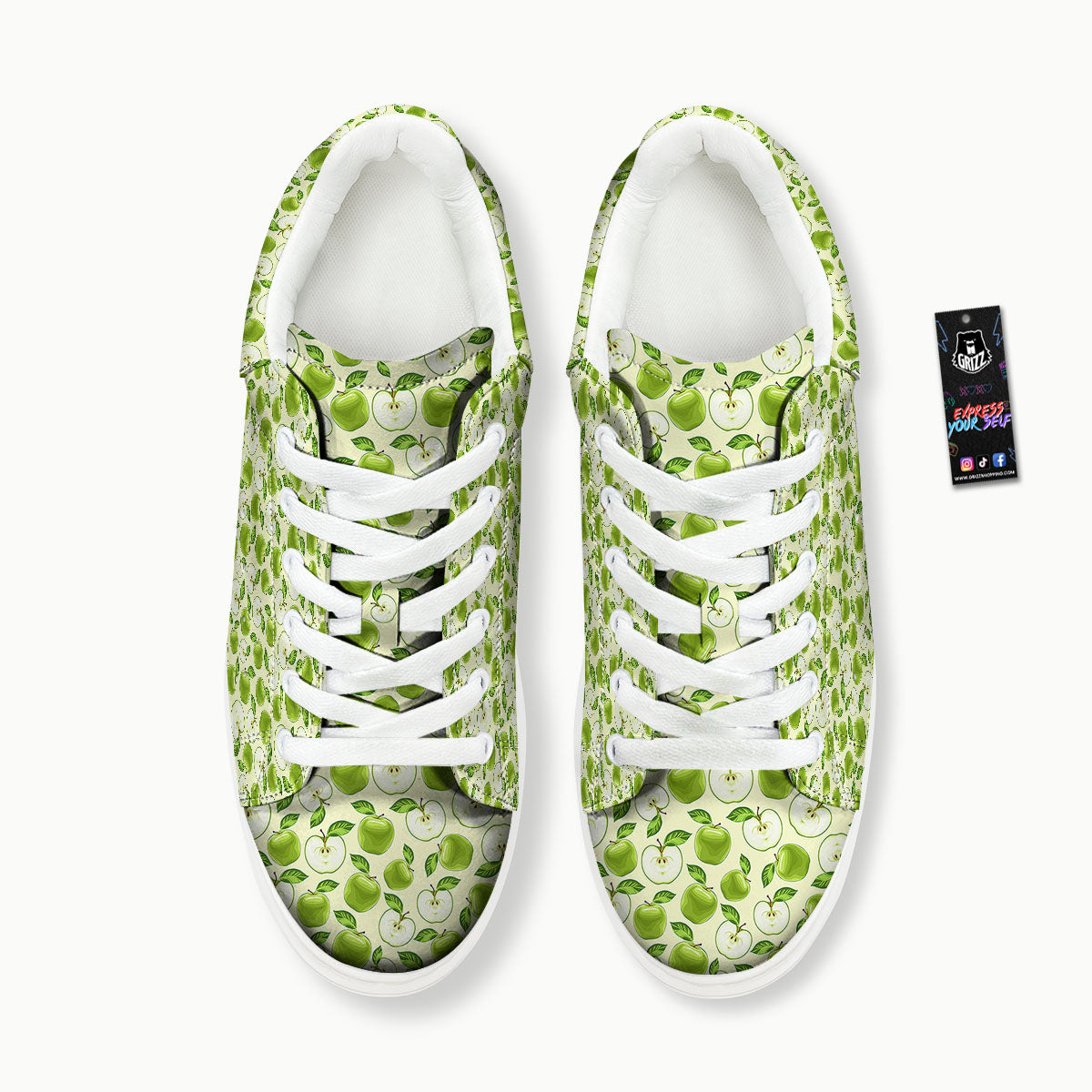 Fruit Green Apple Print Pattern Platform Shoes-grizzshop