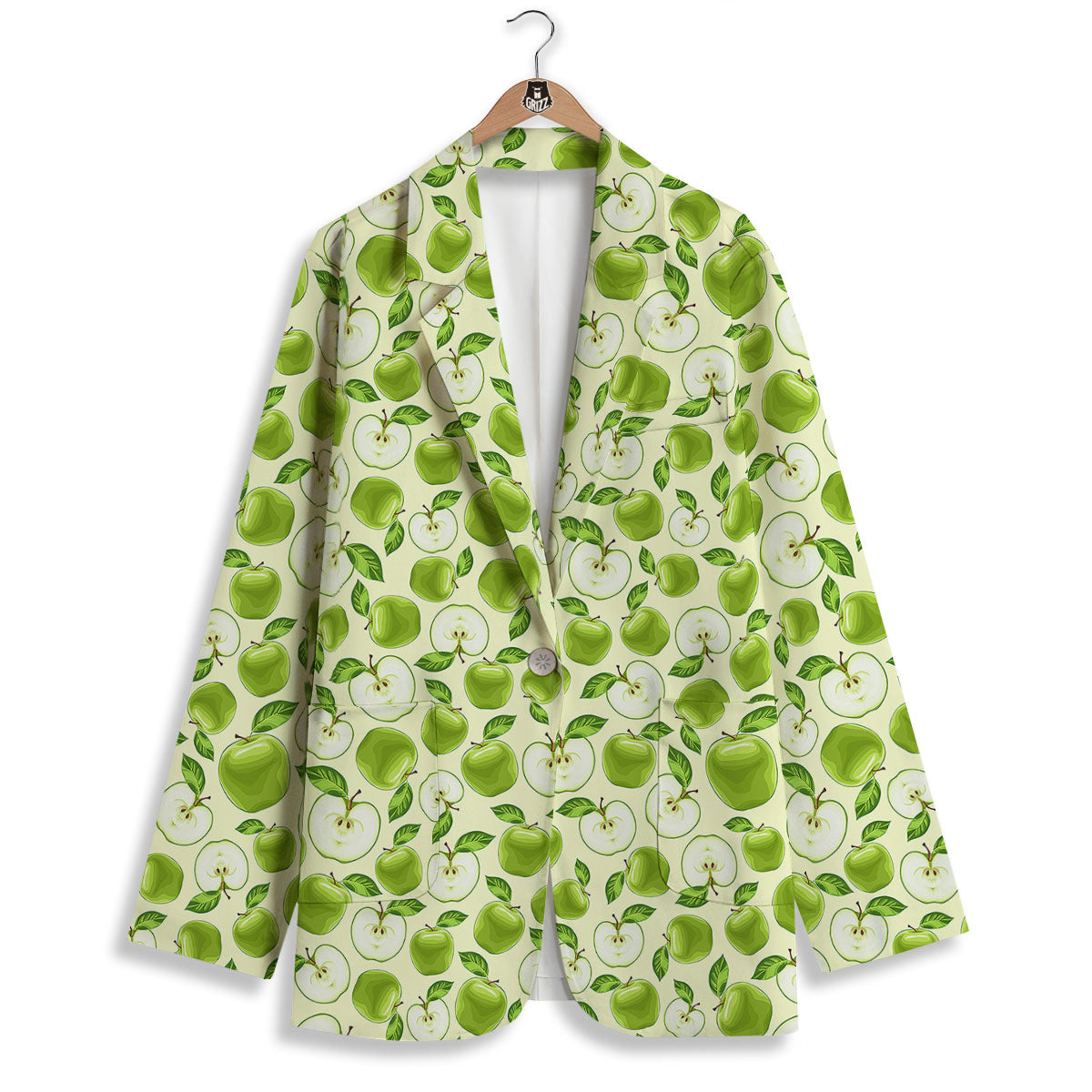 Fruit Green Apple Print Pattern Women's Blazer-grizzshop