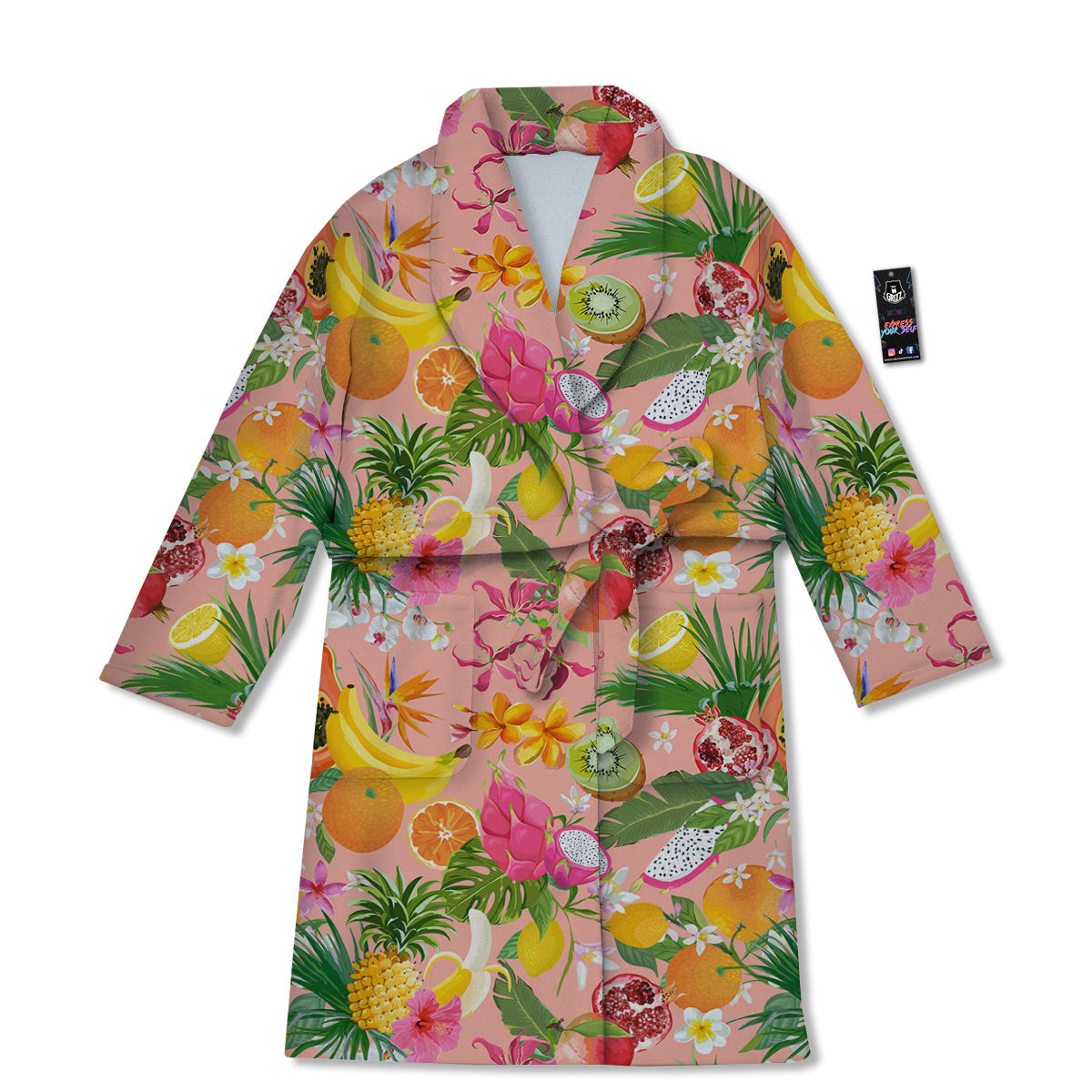 Fruit Leaf Tropical Print Pattern Bathrobe-grizzshop