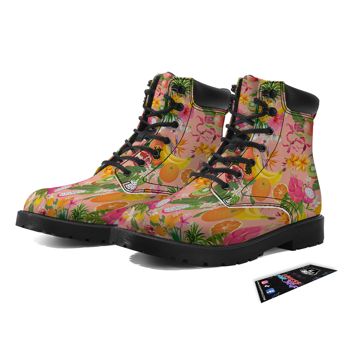 Fruit Leaf Tropical Print Pattern Boots-grizzshop