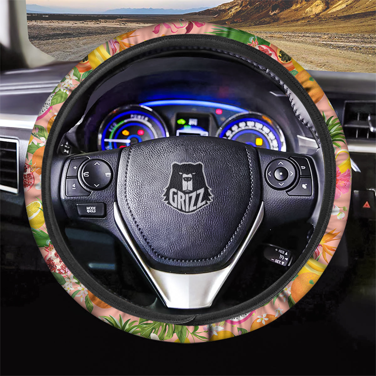 Fruit Leaf Tropical Print Pattern Car Steering Wheel Cover-grizzshop