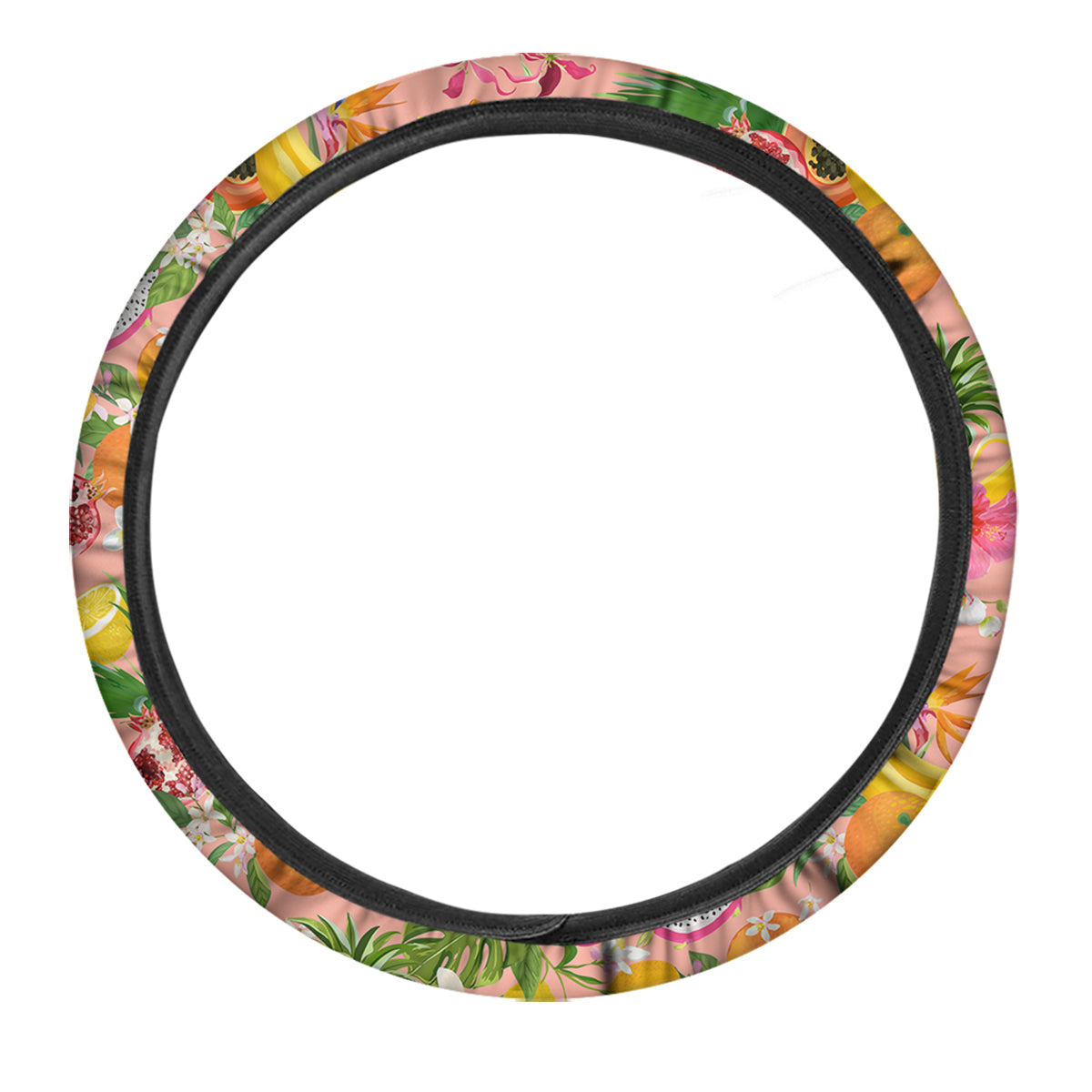 Fruit Leaf Tropical Print Pattern Car Steering Wheel Cover-grizzshop