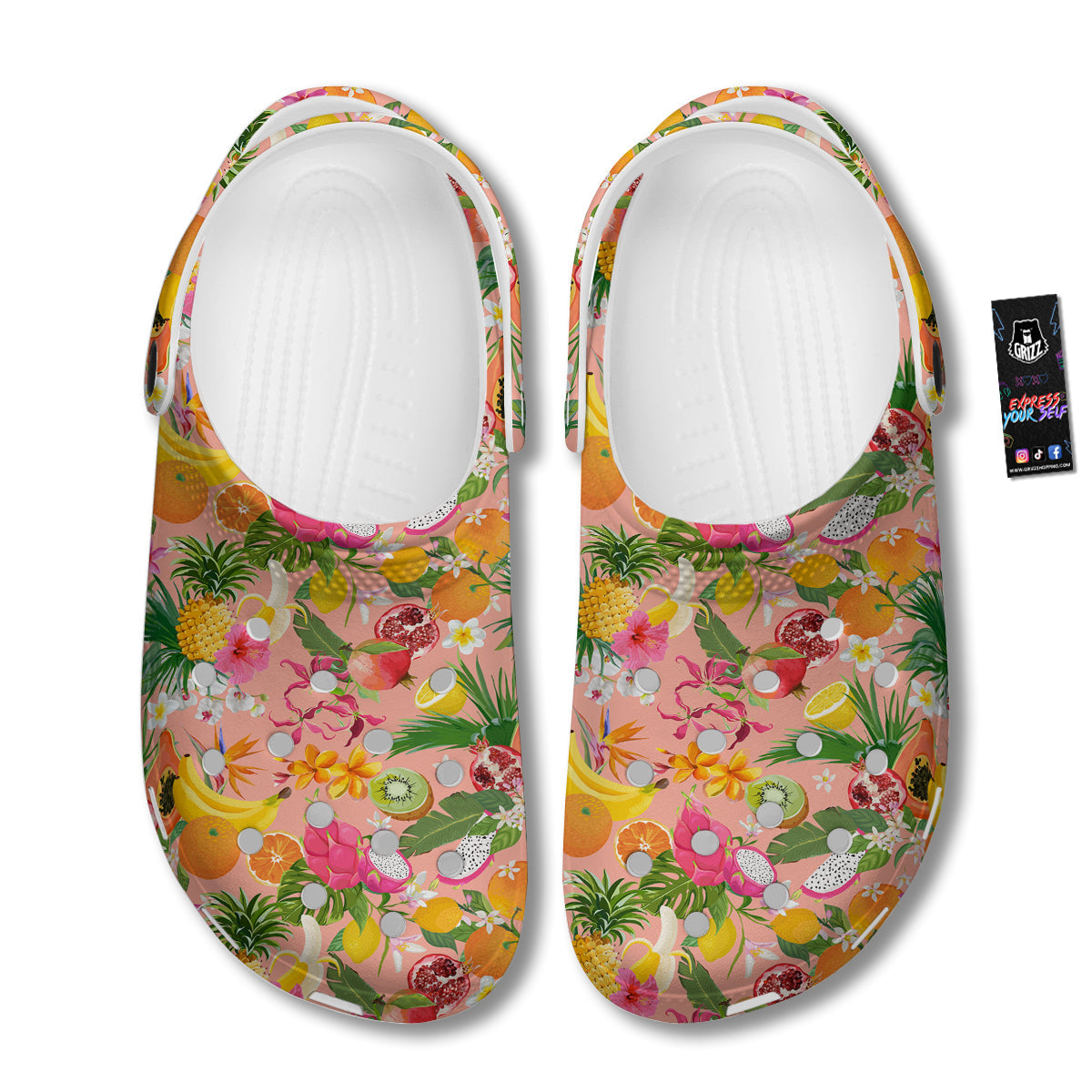 Fruit Leaf Tropical Print Pattern Clog-grizzshop