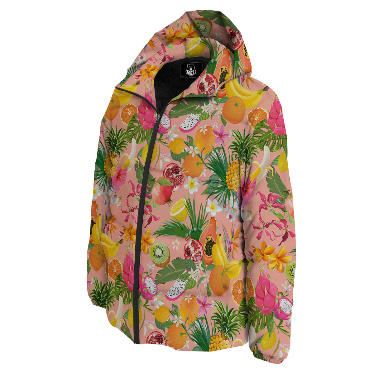 Fruit Leaf Tropical Print Pattern Down Jacket-grizzshop