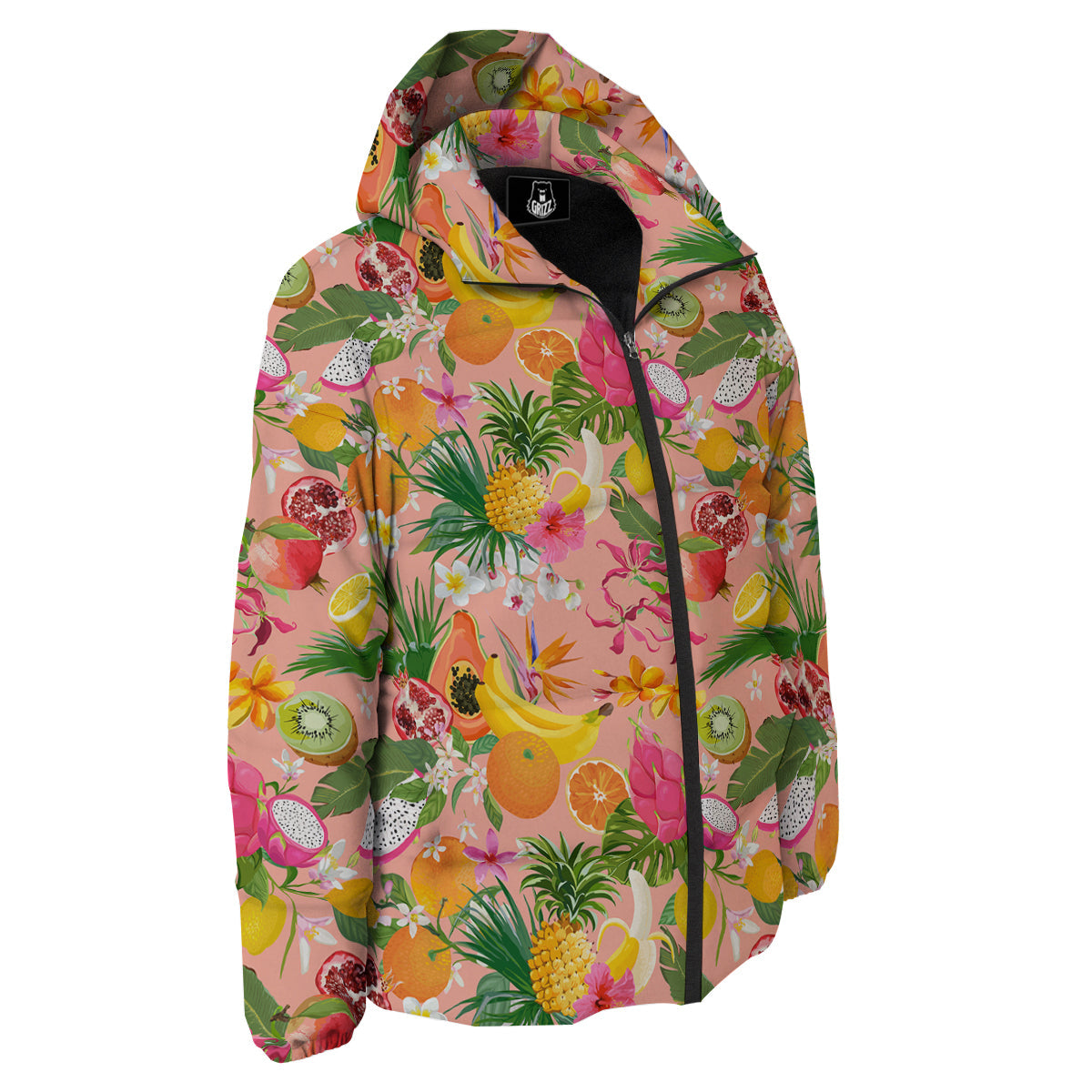 Fruit Leaf Tropical Print Pattern Down Jacket-grizzshop