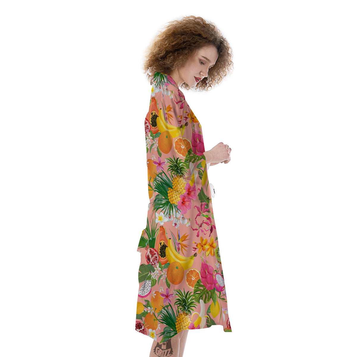 Fruit Leaf Tropical Print Pattern Kimono-grizzshop