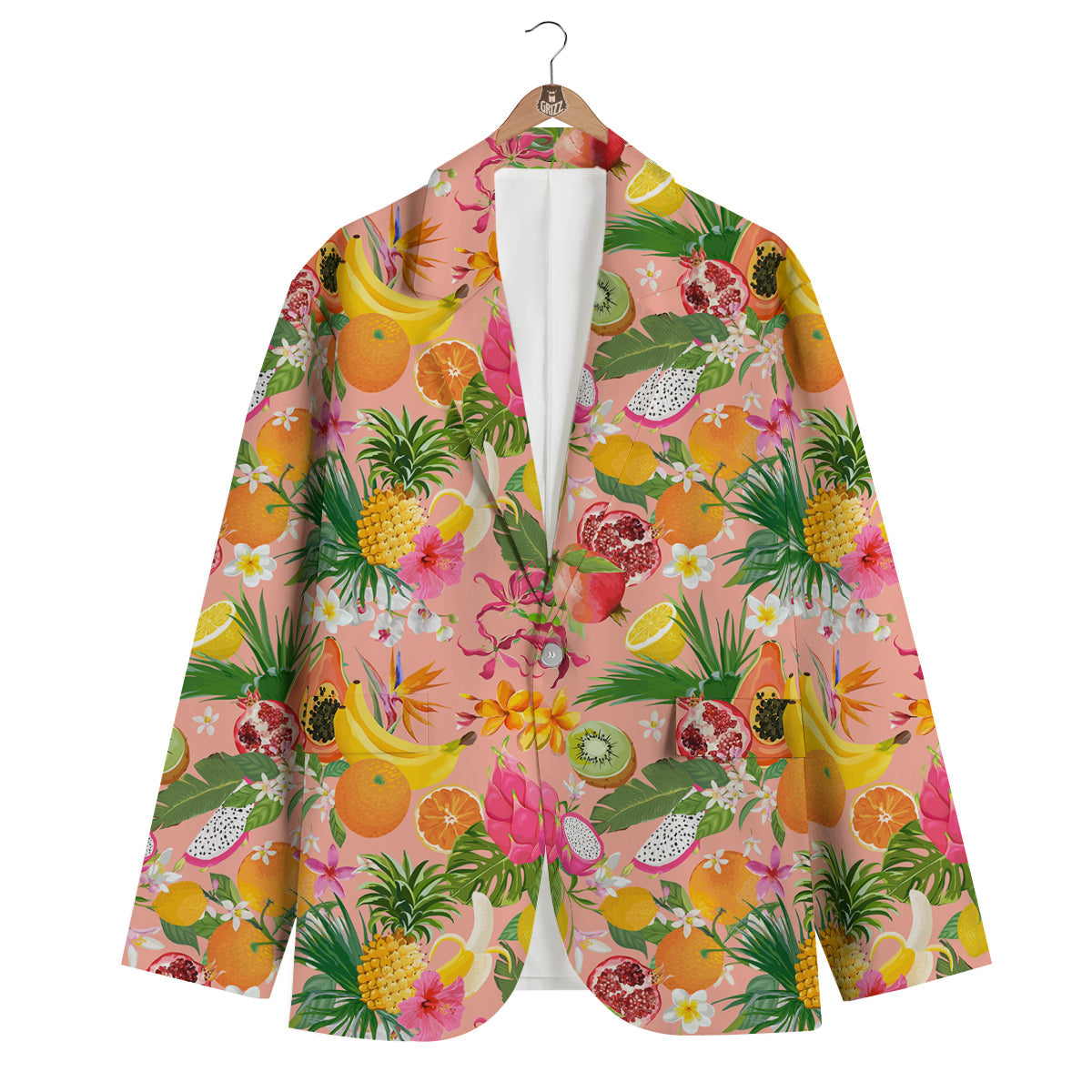 Fruit Leaf Tropical Print Pattern Men's Blazer-grizzshop