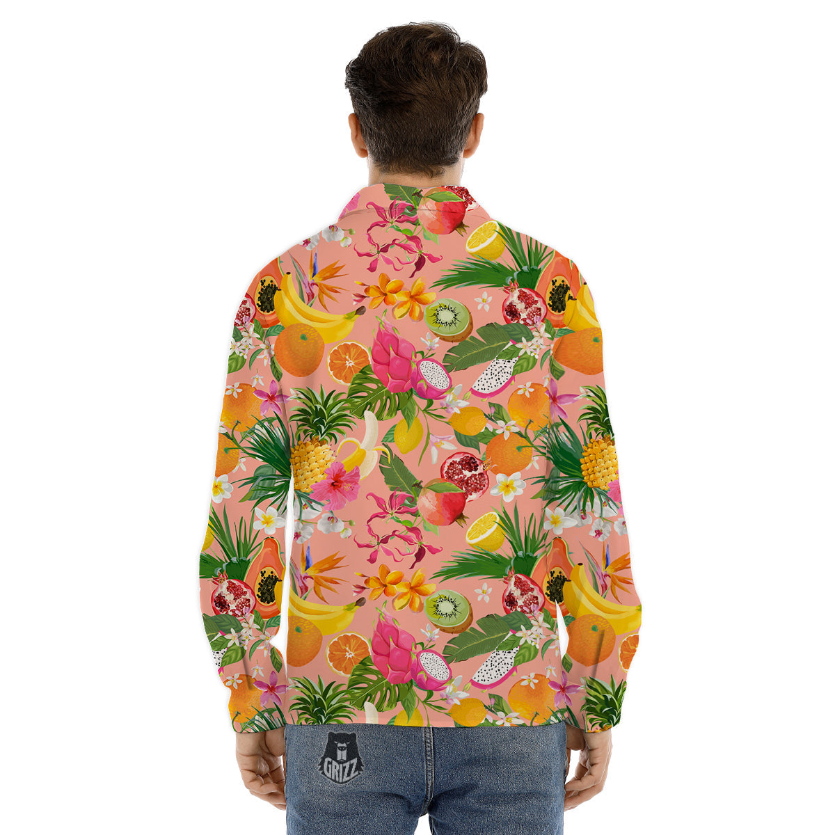 Fruit Leaf Tropical Print Pattern Men's Dress Shirts-grizzshop