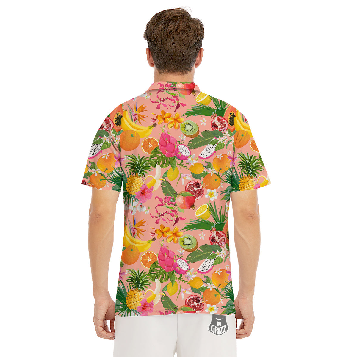 Fruit Leaf Tropical Print Pattern Men's Golf Shirts-grizzshop