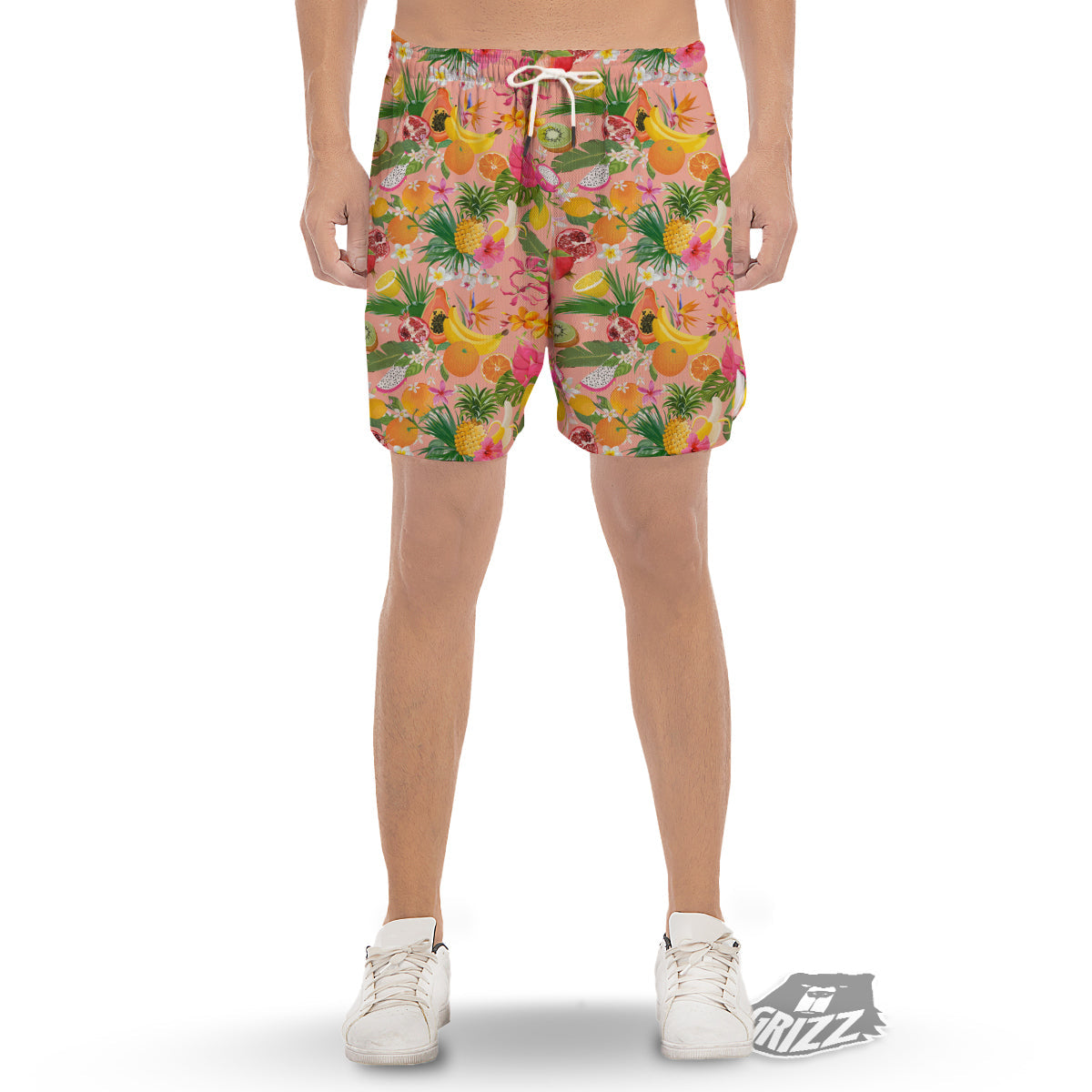 Fruit Leaf Tropical Print Pattern Men's Gym Shorts-grizzshop