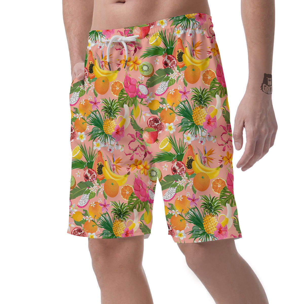 Fruit Leaf Tropical Print Pattern Men's Shorts-grizzshop