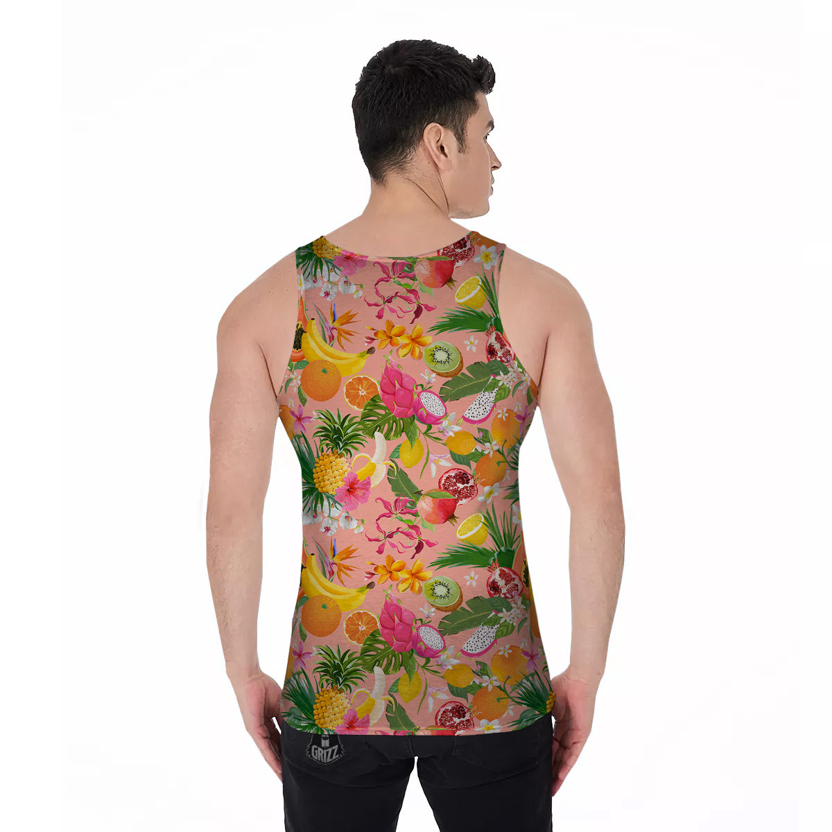 Fruit Leaf Tropical Print Pattern Men's Tank Top-grizzshop