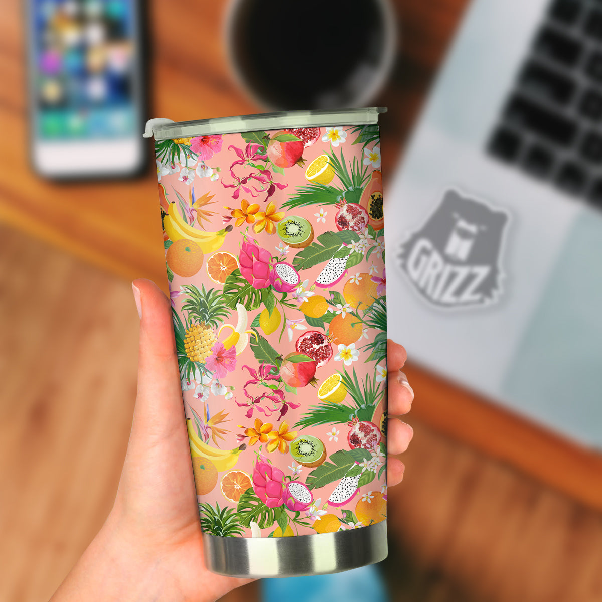 Fruit Leaf Tropical Print Pattern Tumbler-grizzshop