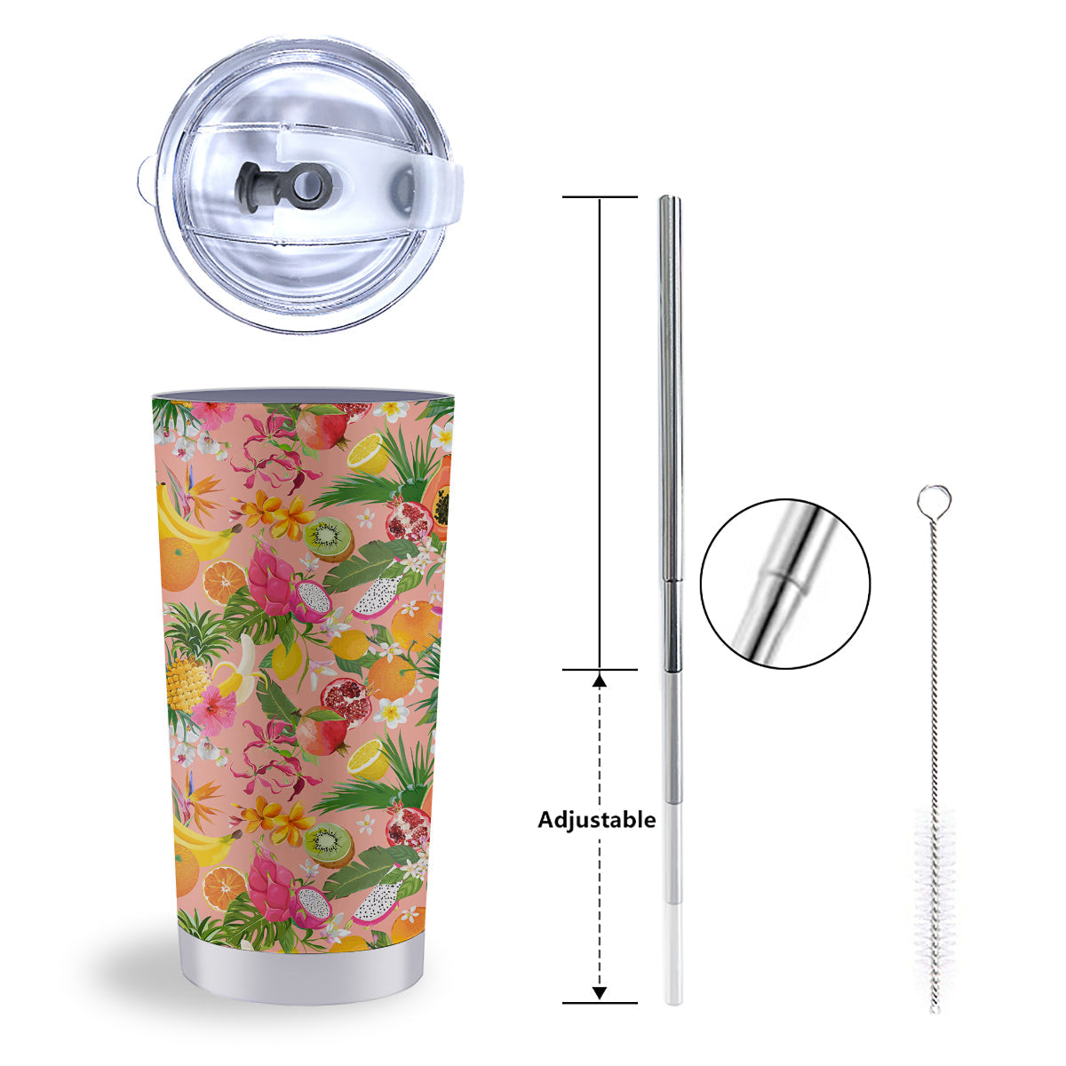 Fruit Leaf Tropical Print Pattern Tumbler-grizzshop