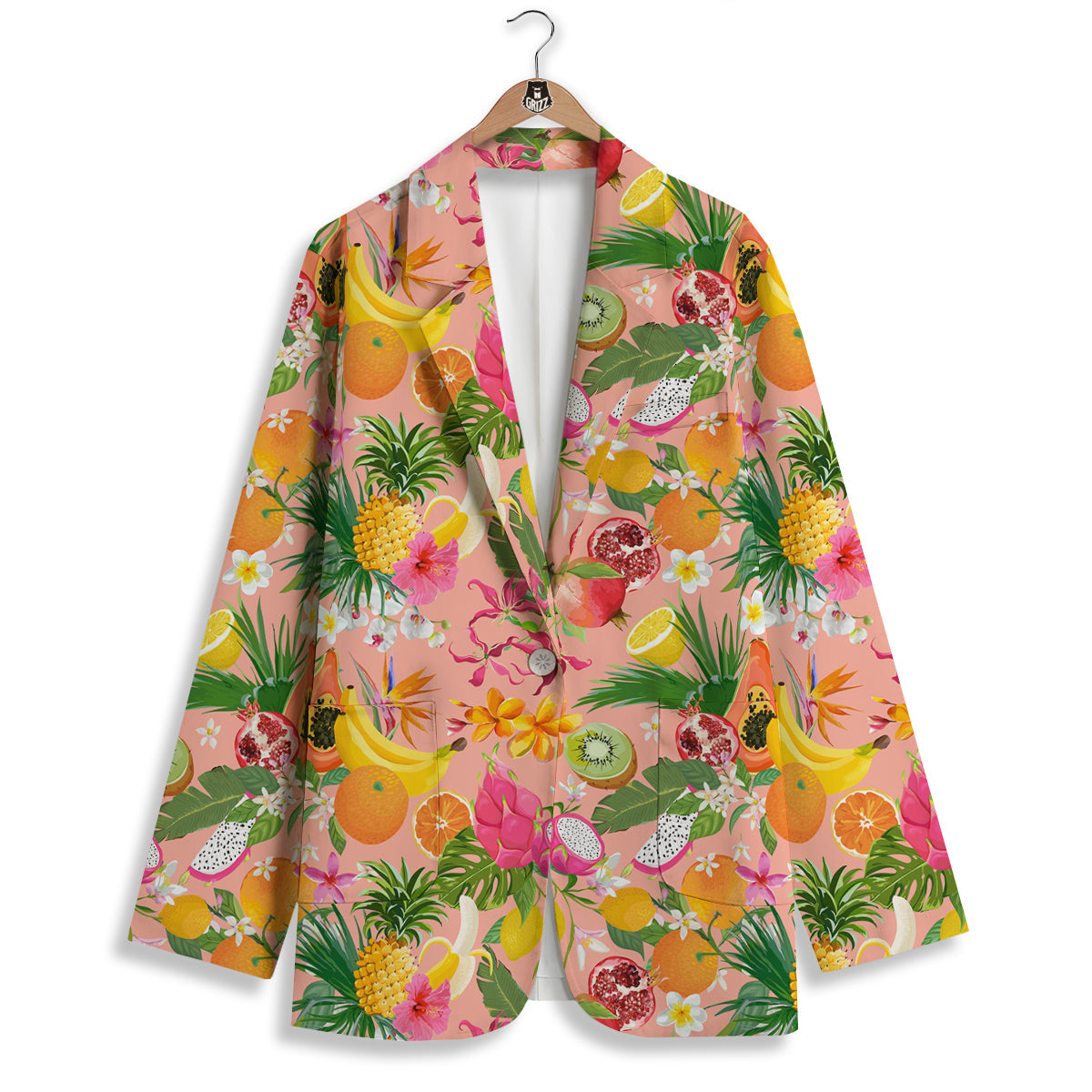 Fruit Leaf Tropical Print Pattern Women's Blazer-grizzshop