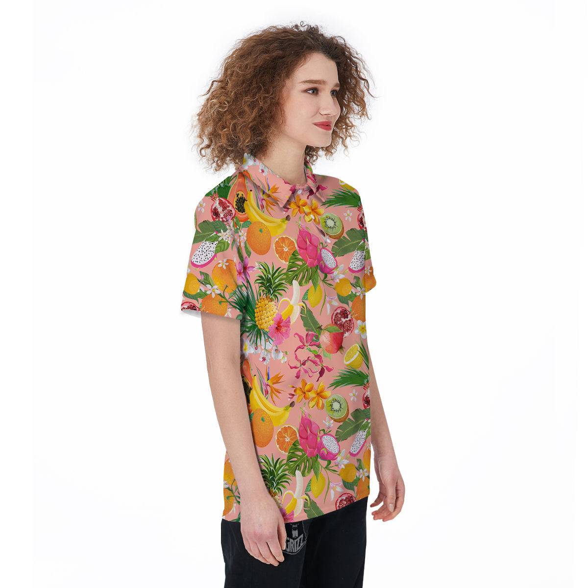 Fruit Leaf Tropical Print Pattern Women's Golf Shirts-grizzshop