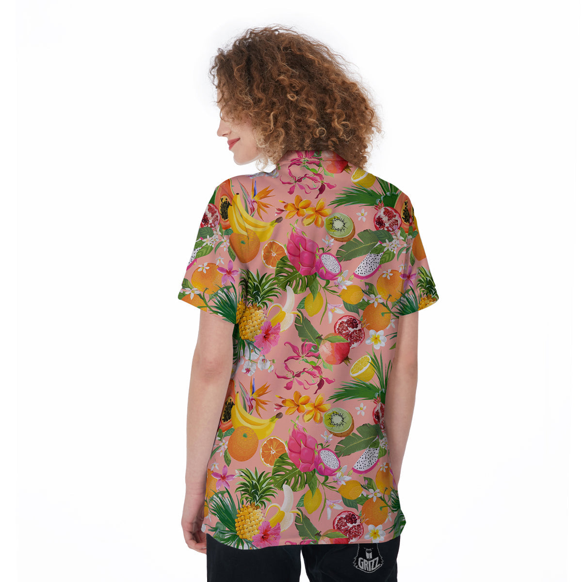 Fruit Leaf Tropical Print Pattern Women's Golf Shirts-grizzshop
