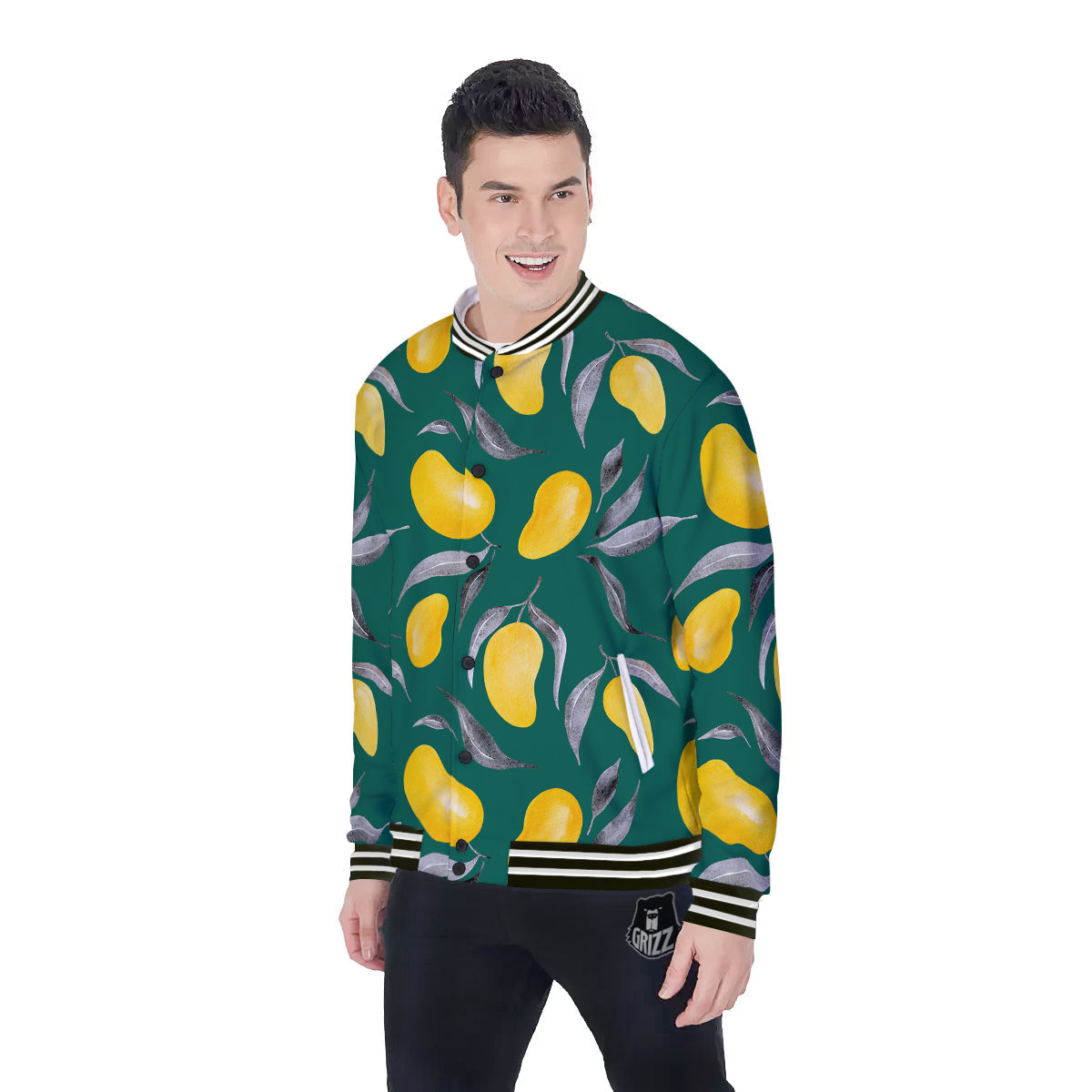 Fruit Mango Yellow Print Pattern Baseball Jacket-grizzshop