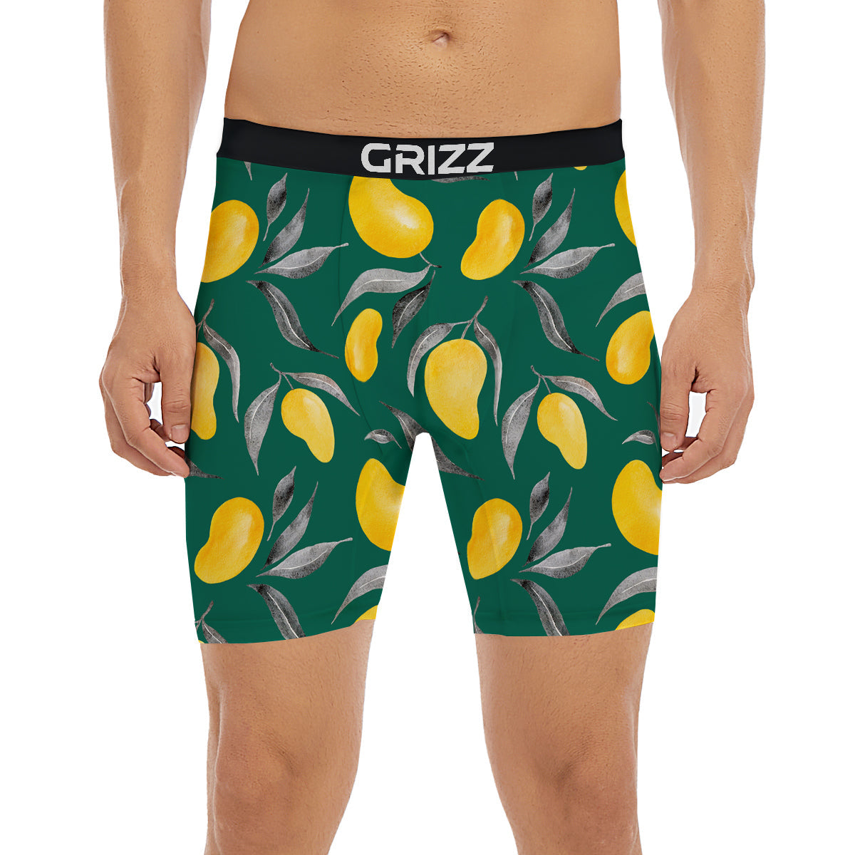 Fruit Mango Yellow Print Pattern Boxer Briefs-grizzshop