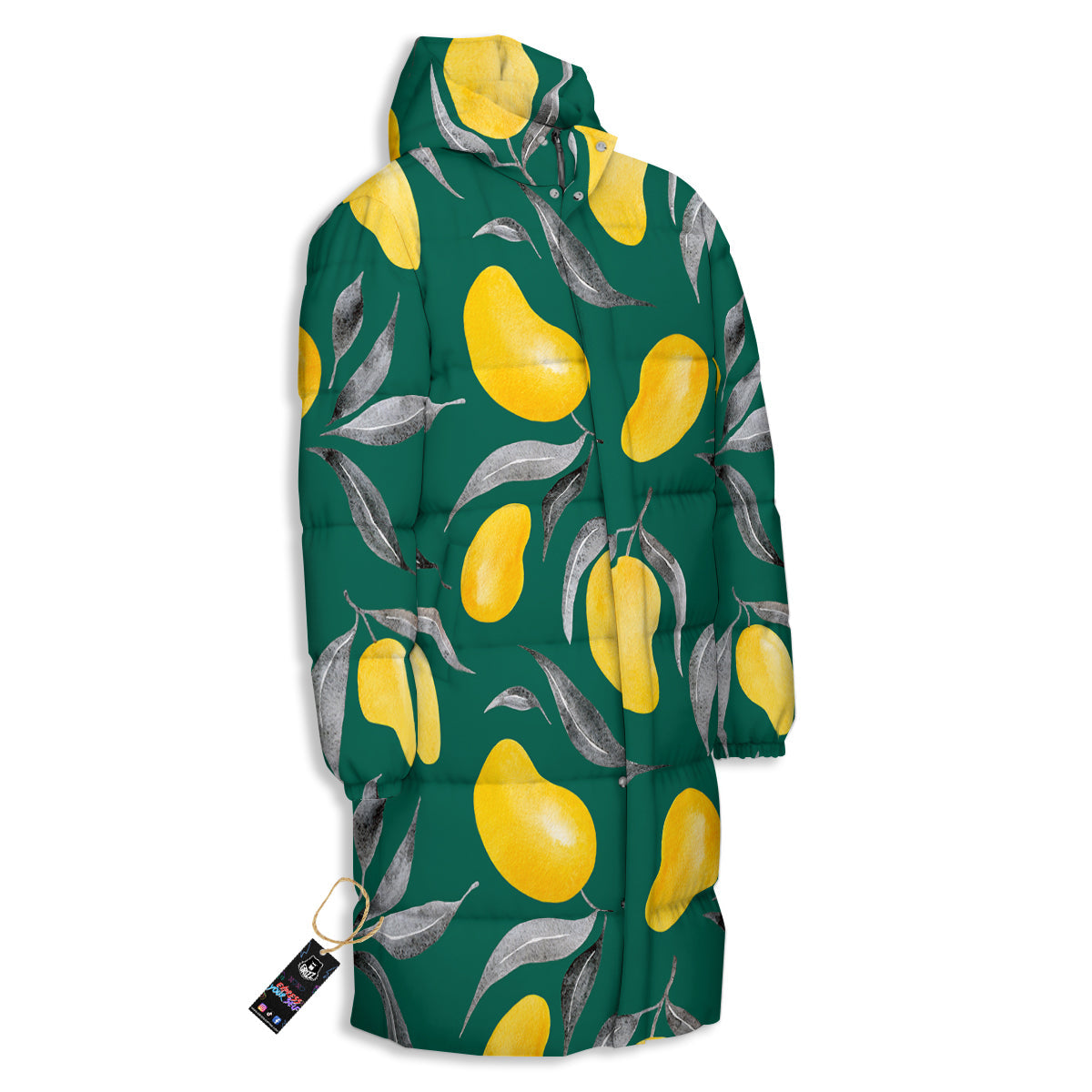 Fruit Mango Yellow Print Pattern Long Down Jacket-grizzshop