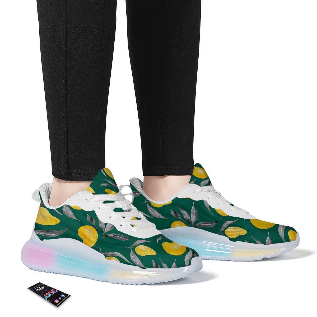 Fruit Mango Yellow Print Pattern Running Sneakers-grizzshop