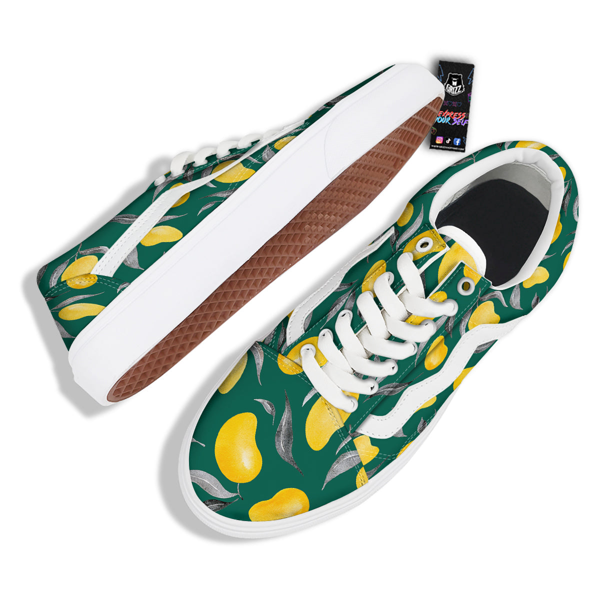 Fruit Mango Yellow Print Pattern Skate Shoes-grizzshop