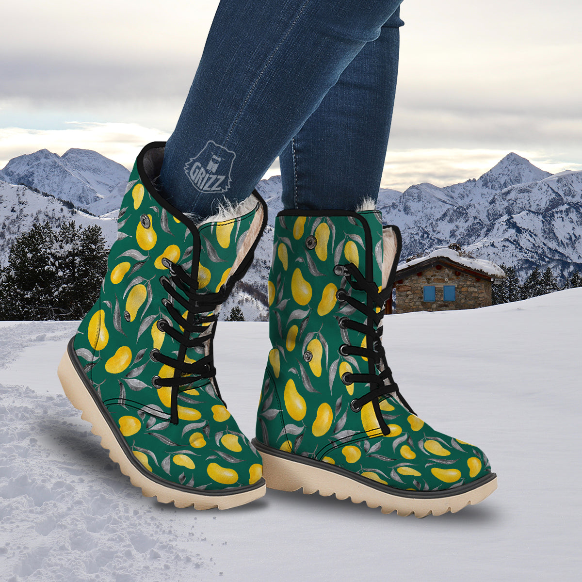 Fruit Mango Yellow Print Pattern Snow Boots-grizzshop