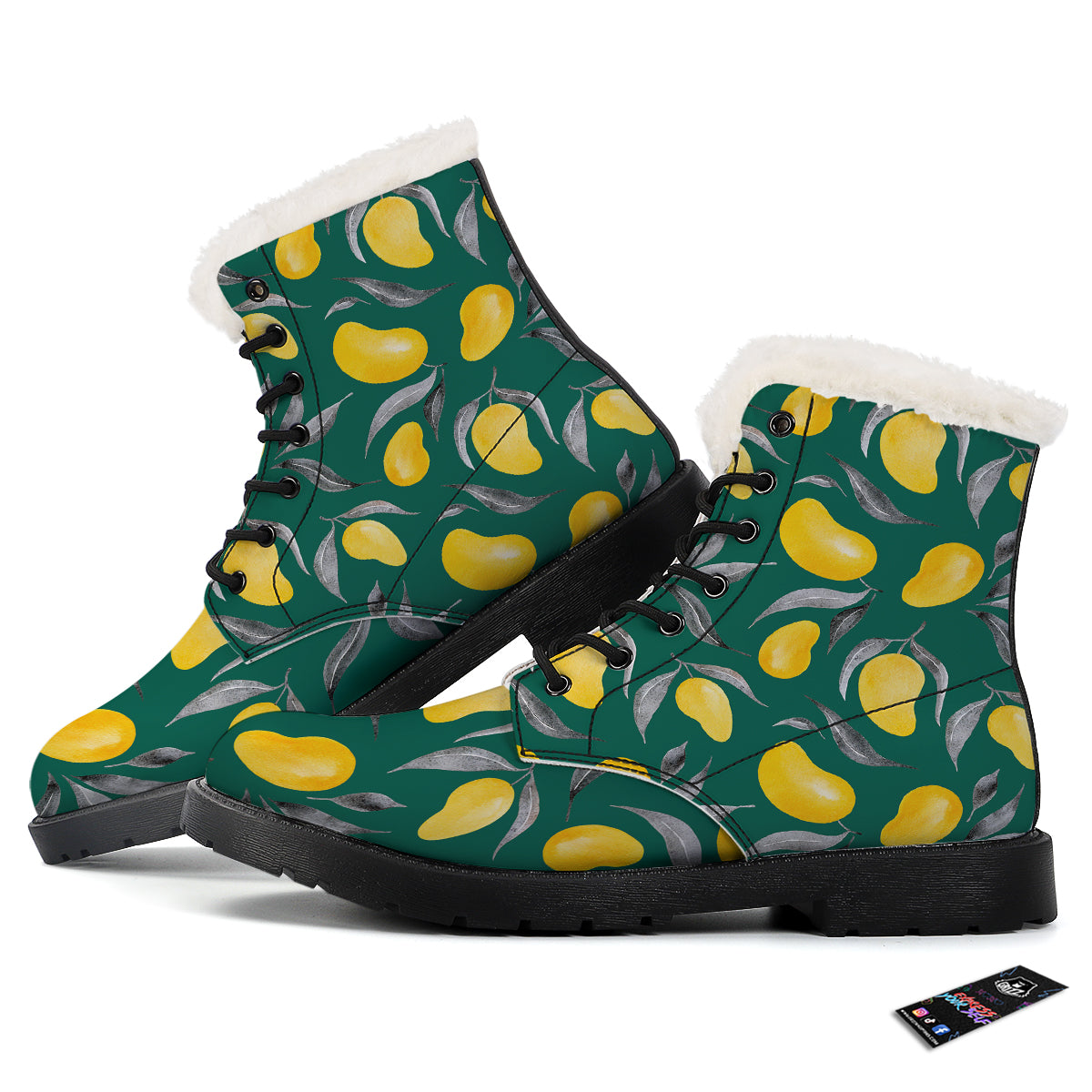 Fruit Mango Yellow Print Pattern Winter Boots-grizzshop
