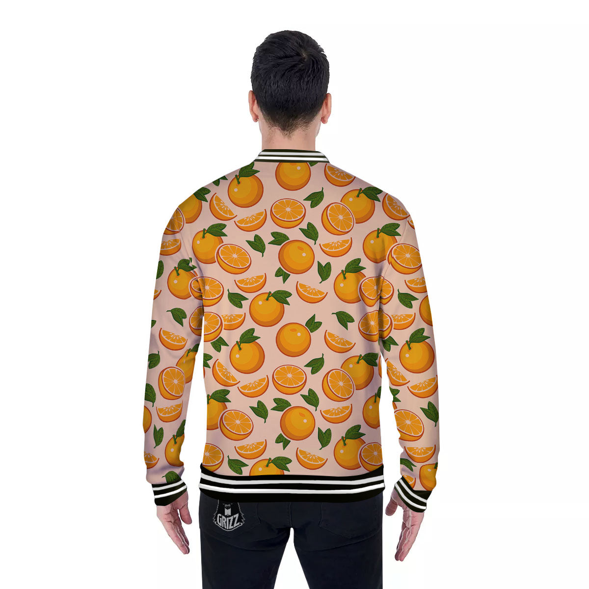 Fruit Orange Print Pattern Baseball Jacket-grizzshop