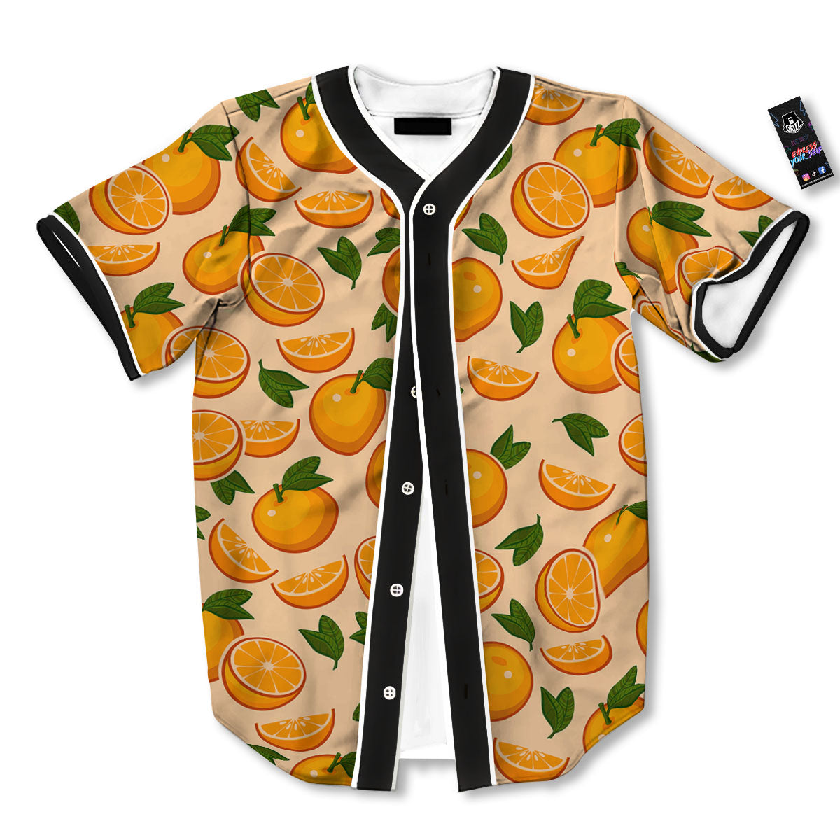 Fruit Orange Print Pattern Baseball Jersey-grizzshop