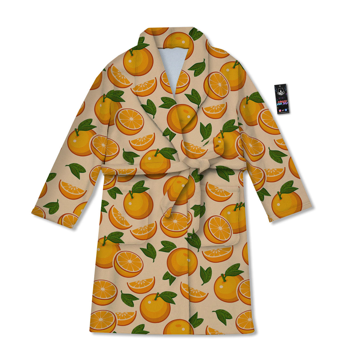 Fruit Orange Print Pattern Bathrobe-grizzshop