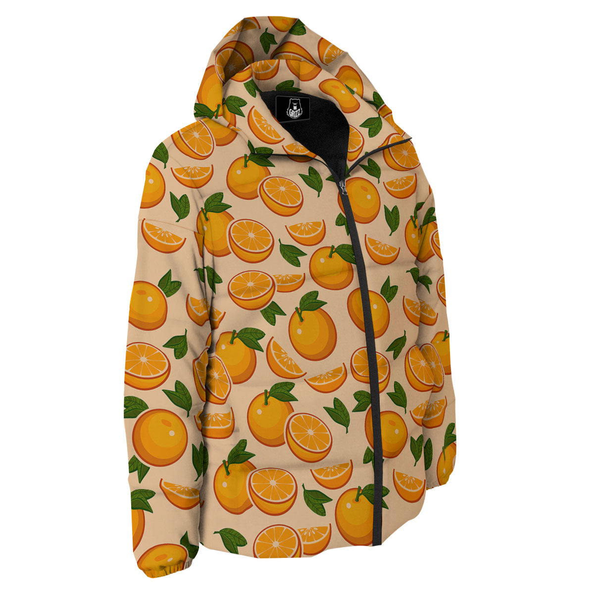 Fruit Orange Print Pattern Down Jacket-grizzshop