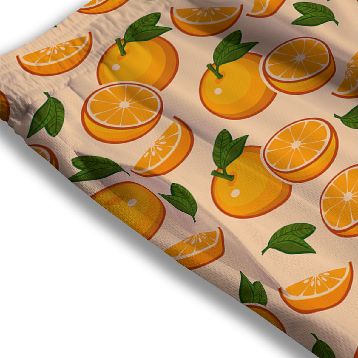 Fruit Orange Print Pattern Mesh Shorts-grizzshop