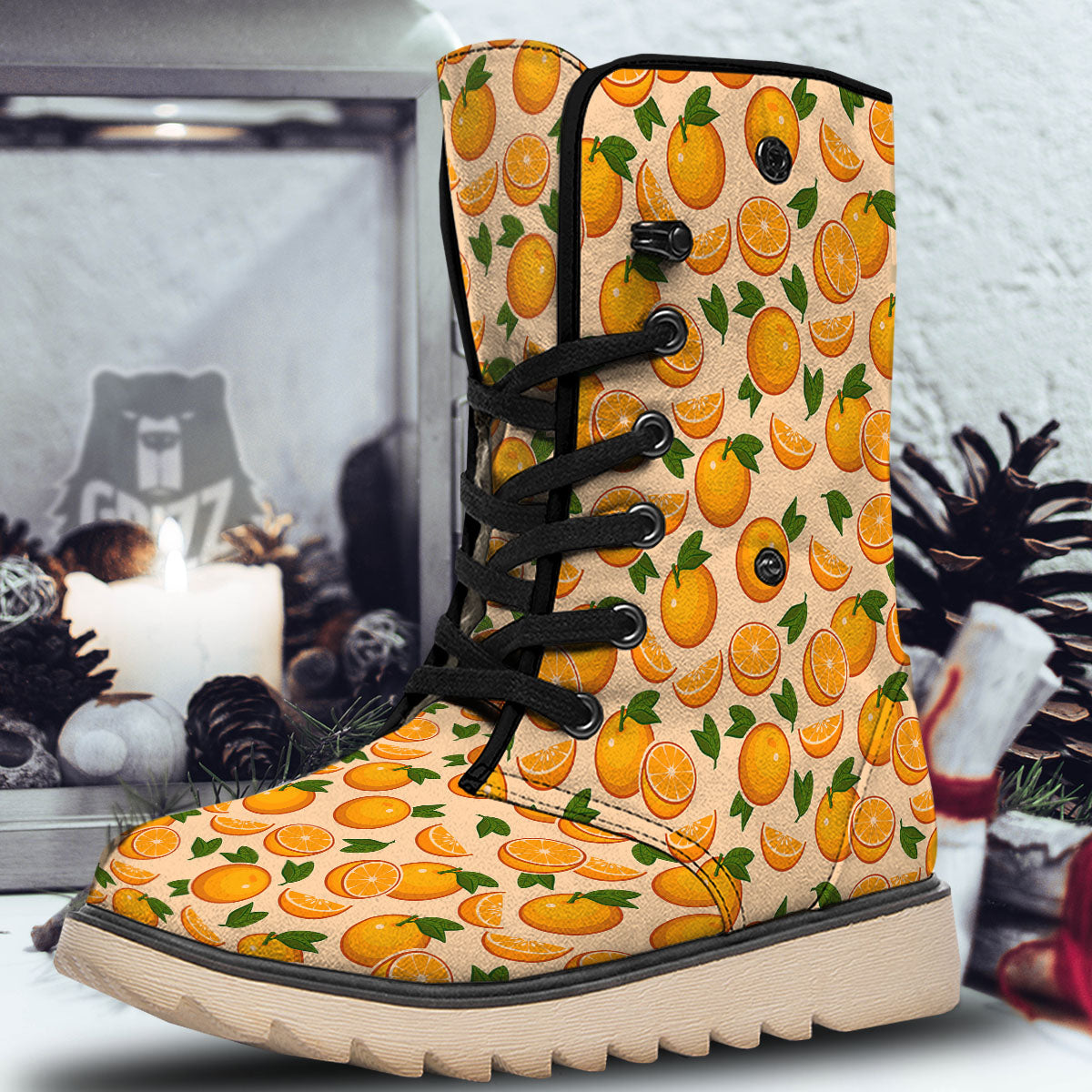 Fruit Orange Print Pattern Snow Boots-grizzshop