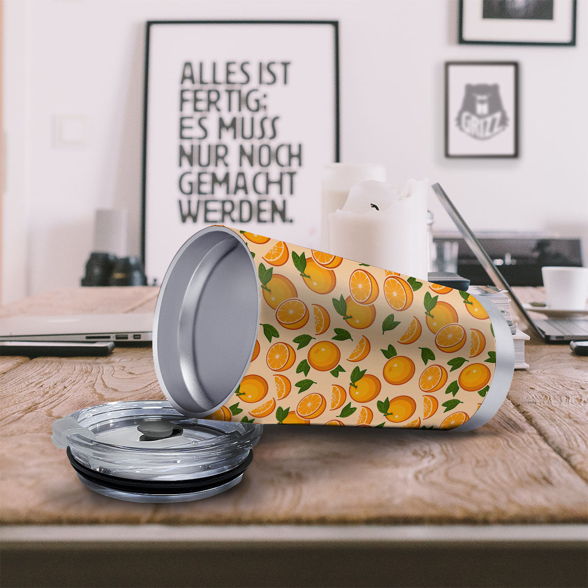 Fruit Orange Print Pattern Tumbler-grizzshop