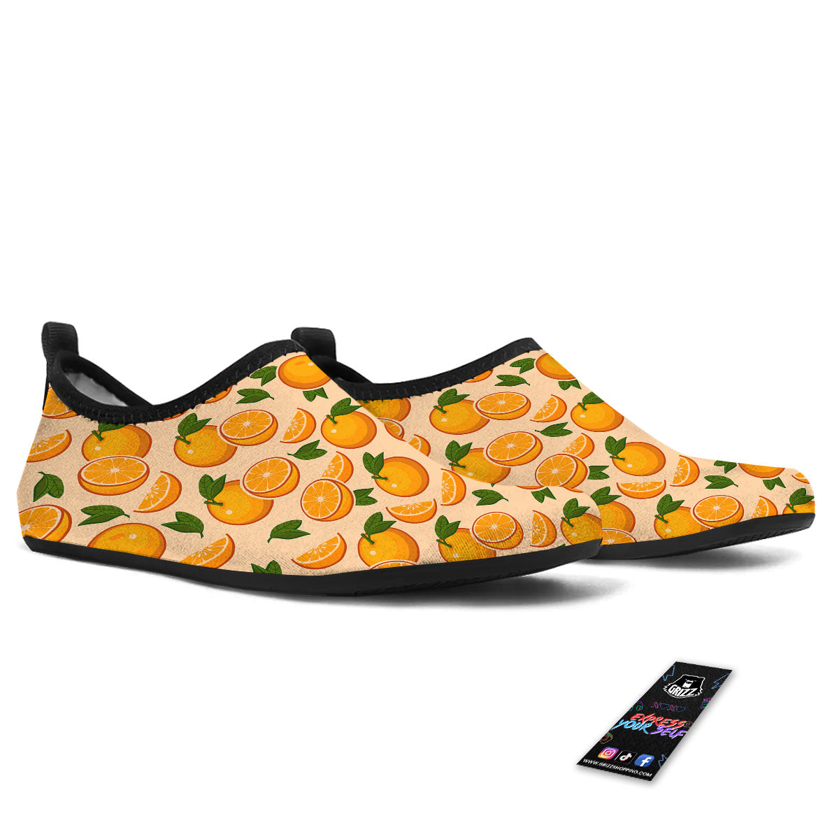 Fruit Orange Print Pattern Water Shoes-grizzshop