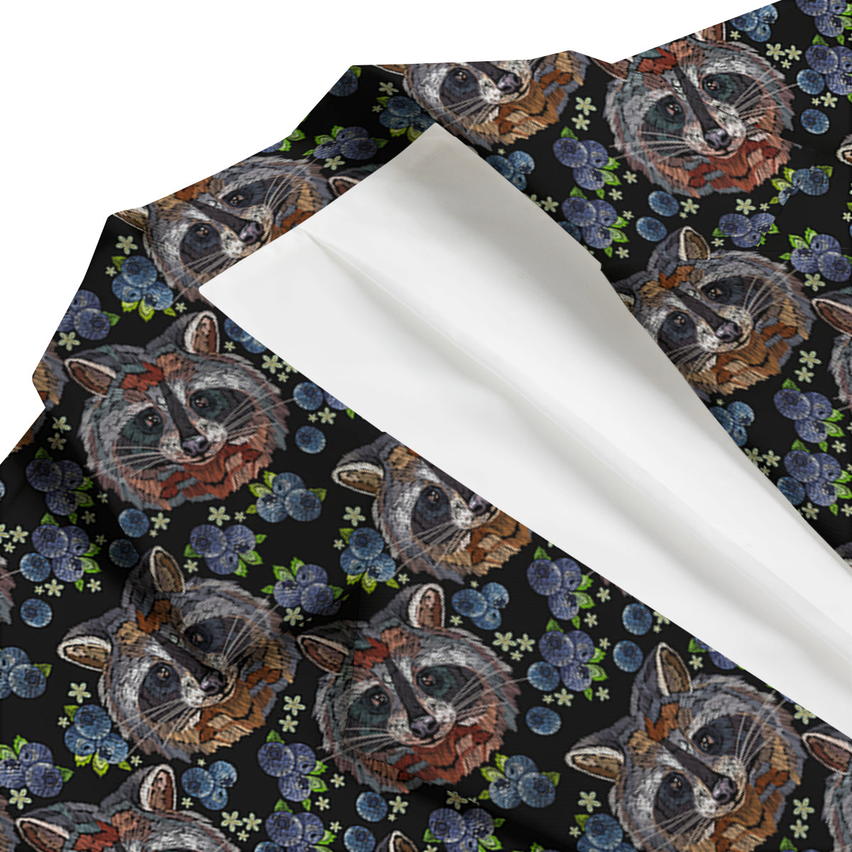 Fruit Raccoon Pattern Print Men's Blazer-grizzshop