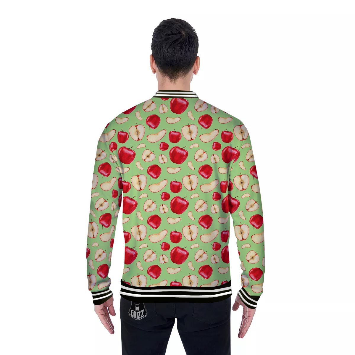 Fruit Red Apple Print Pattern Baseball Jacket-grizzshop