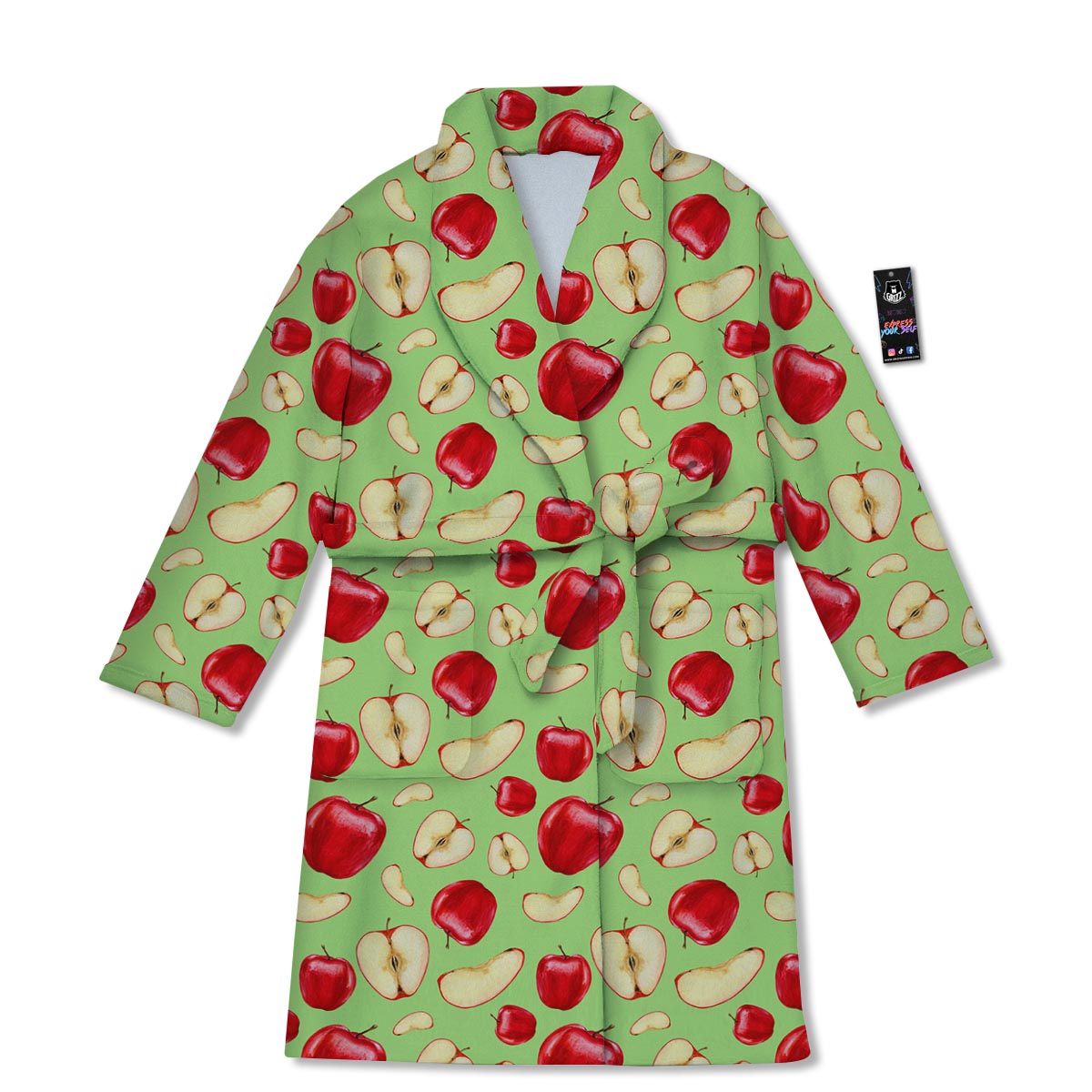 Fruit Red Apple Print Pattern Bathrobe-grizzshop