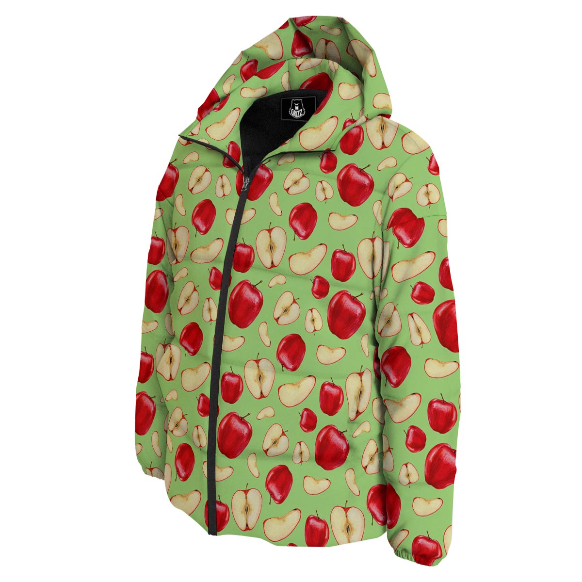 Fruit Red Apple Print Pattern Down Jacket-grizzshop