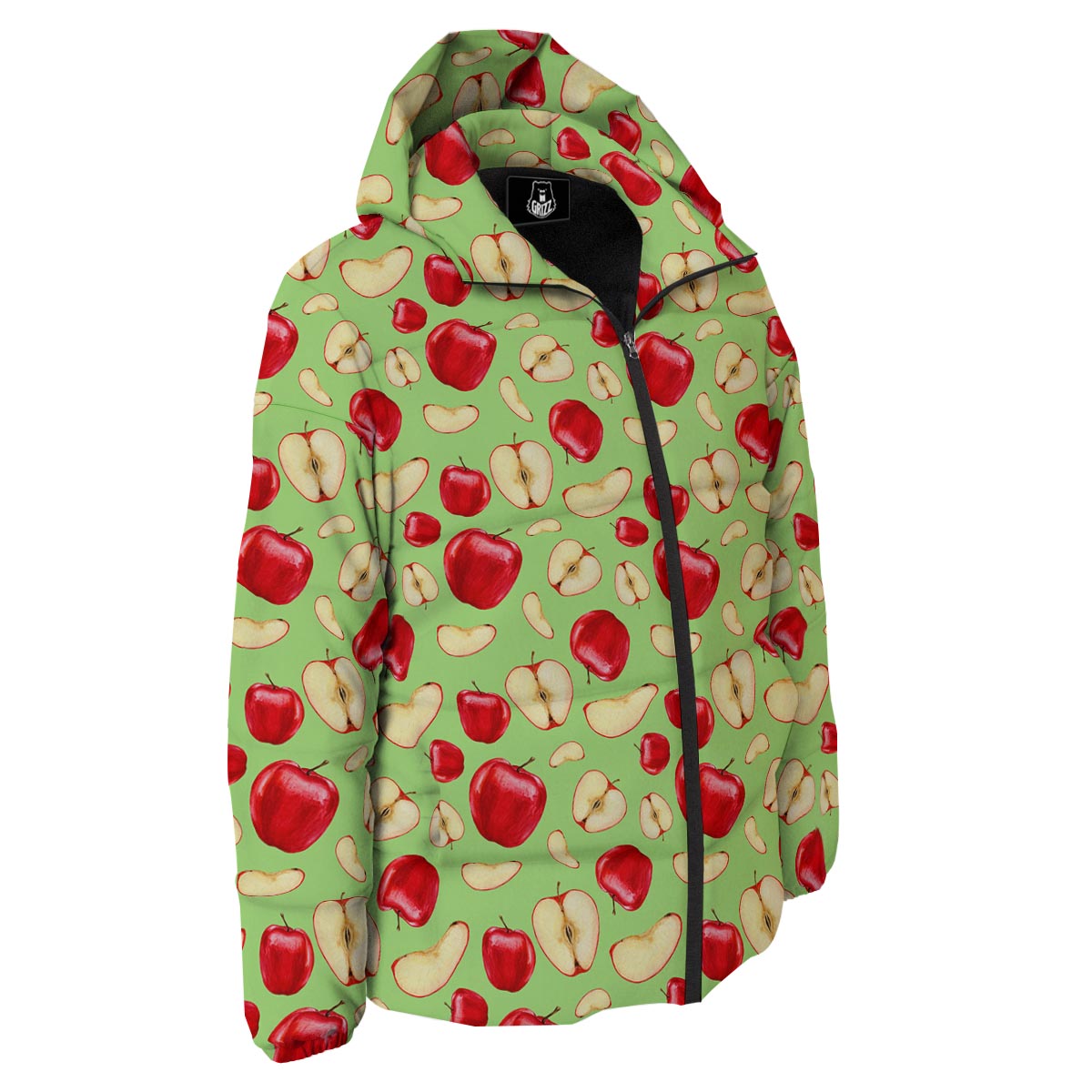 Fruit Red Apple Print Pattern Down Jacket-grizzshop