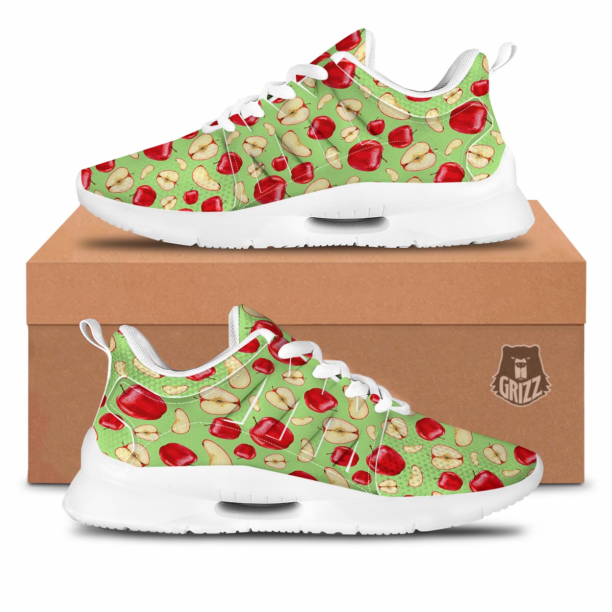 Fruit Red Apple Print Pattern Tennis Shoes-grizzshop