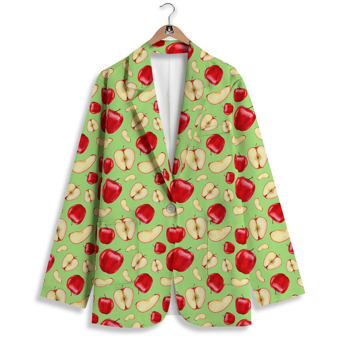 Fruit Red Apple Print Pattern Women's Blazer-grizzshop